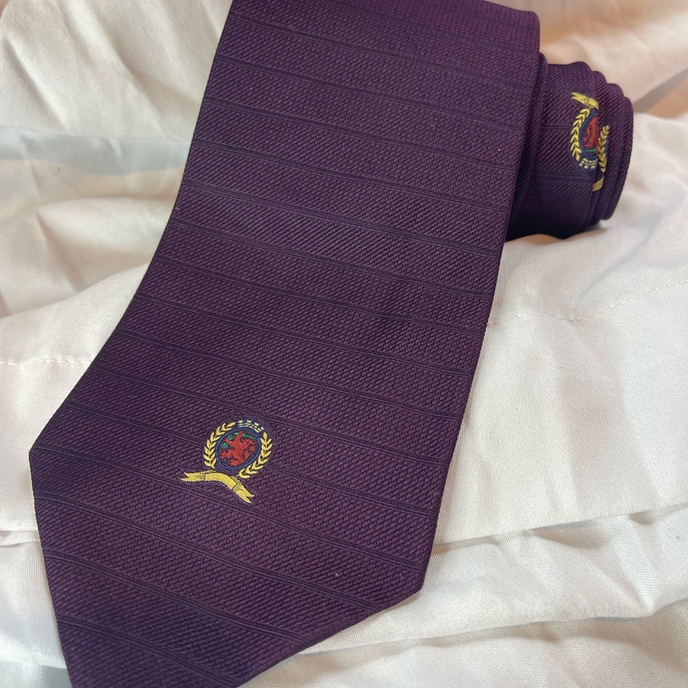 Tommy Hilfiger Deep Purple Tie with Crest
